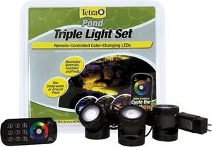 NIB Tetra Pond Triple Light Set Remote Controlled Color Changing LED pond founta